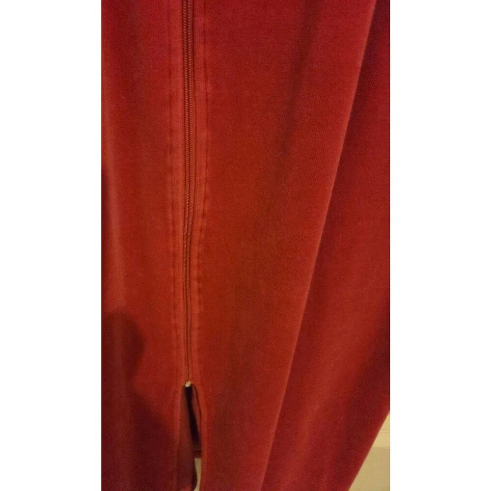 Vtg Classic Elements Red Velour/Fleece Robe Full Zip Maxi Size M/M 10-12